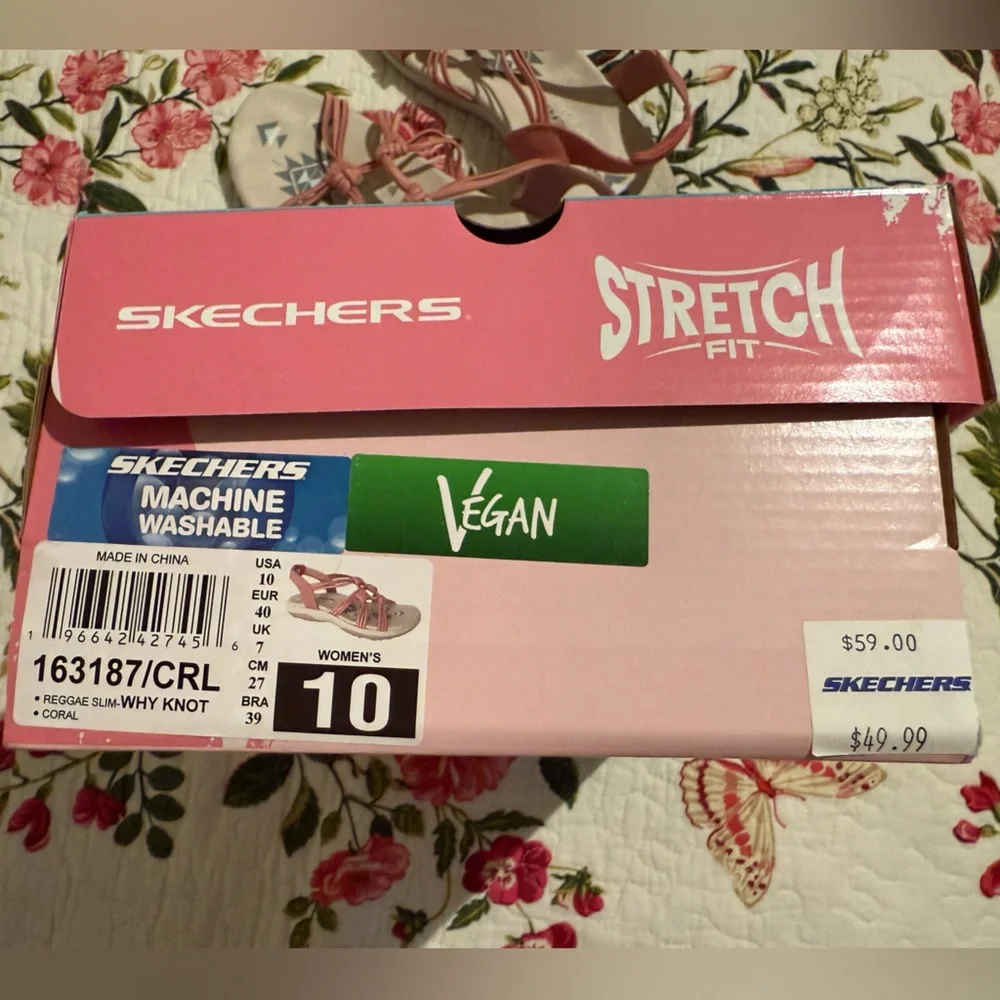 🩷Skechers Reggae Slim Why Not stretch fit sandals coral pink women size 10 EUC - Picture 9 of 10
